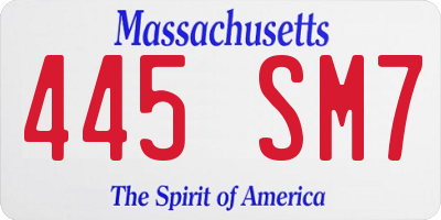 MA license plate 445SM7