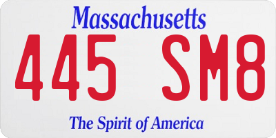MA license plate 445SM8