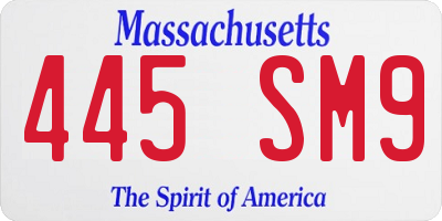 MA license plate 445SM9