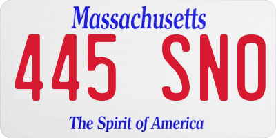 MA license plate 445SN0