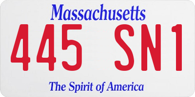 MA license plate 445SN1