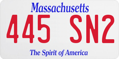 MA license plate 445SN2