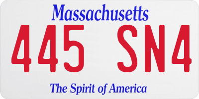 MA license plate 445SN4