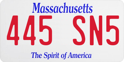 MA license plate 445SN5
