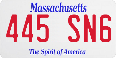 MA license plate 445SN6