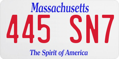 MA license plate 445SN7