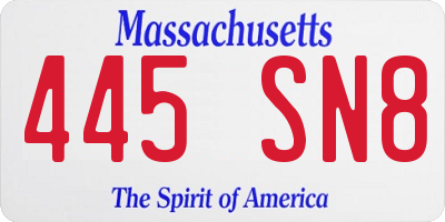 MA license plate 445SN8
