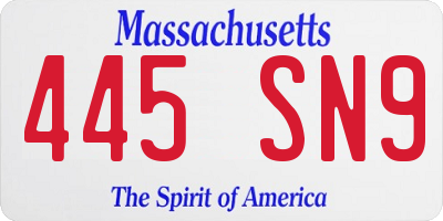 MA license plate 445SN9