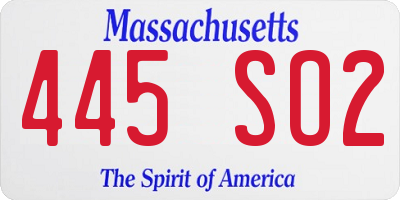MA license plate 445SO2