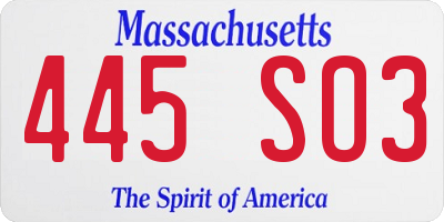 MA license plate 445SO3