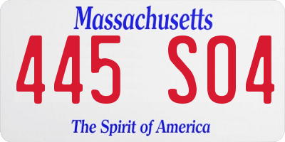 MA license plate 445SO4