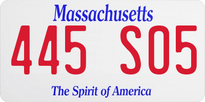 MA license plate 445SO5