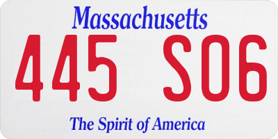 MA license plate 445SO6