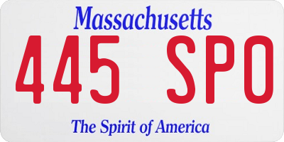 MA license plate 445SP0