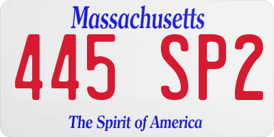 MA license plate 445SP2