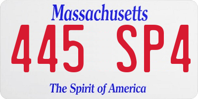 MA license plate 445SP4