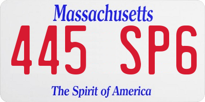MA license plate 445SP6