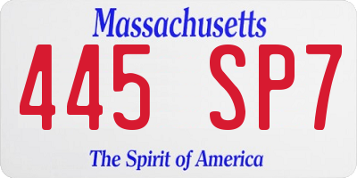 MA license plate 445SP7