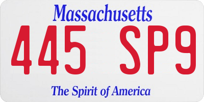 MA license plate 445SP9