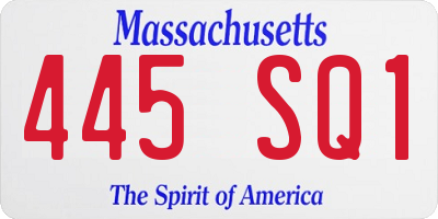 MA license plate 445SQ1