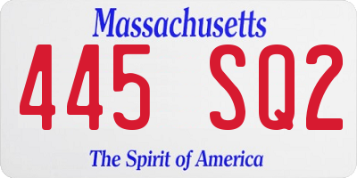 MA license plate 445SQ2