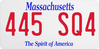 MA license plate 445SQ4