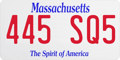 MA license plate 445SQ5