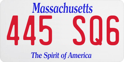 MA license plate 445SQ6