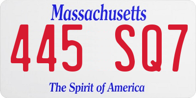 MA license plate 445SQ7