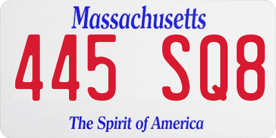 MA license plate 445SQ8