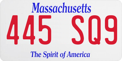 MA license plate 445SQ9