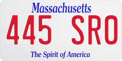 MA license plate 445SR0