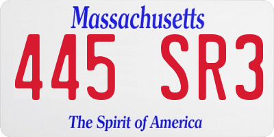 MA license plate 445SR3