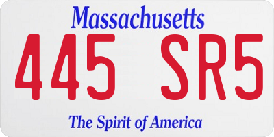 MA license plate 445SR5