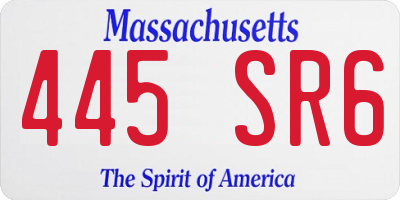 MA license plate 445SR6
