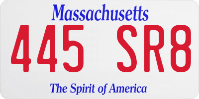 MA license plate 445SR8