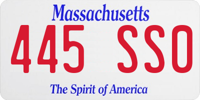 MA license plate 445SS0