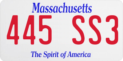 MA license plate 445SS3