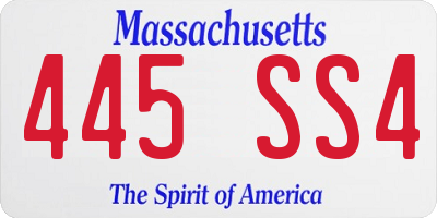 MA license plate 445SS4