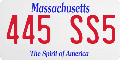 MA license plate 445SS5