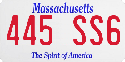 MA license plate 445SS6