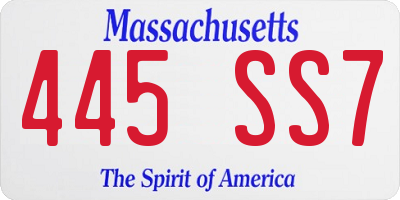 MA license plate 445SS7