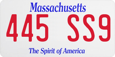 MA license plate 445SS9