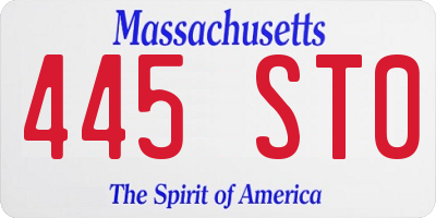 MA license plate 445ST0