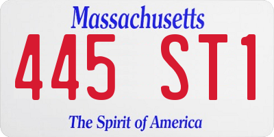 MA license plate 445ST1