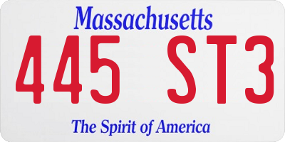 MA license plate 445ST3