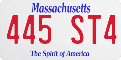 MA license plate 445ST4