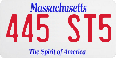 MA license plate 445ST5