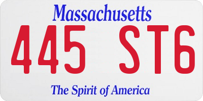 MA license plate 445ST6
