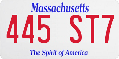 MA license plate 445ST7